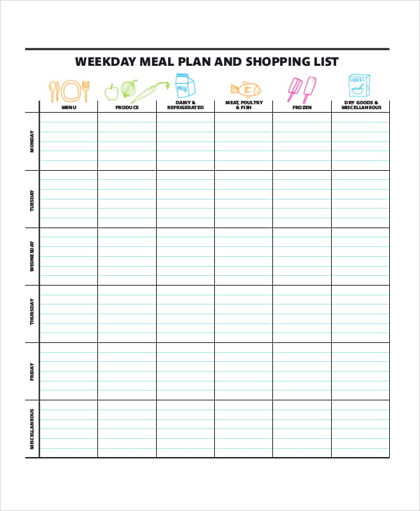 Meal Planner Printable And Editable PDF Fillable Template Weekly Menu 