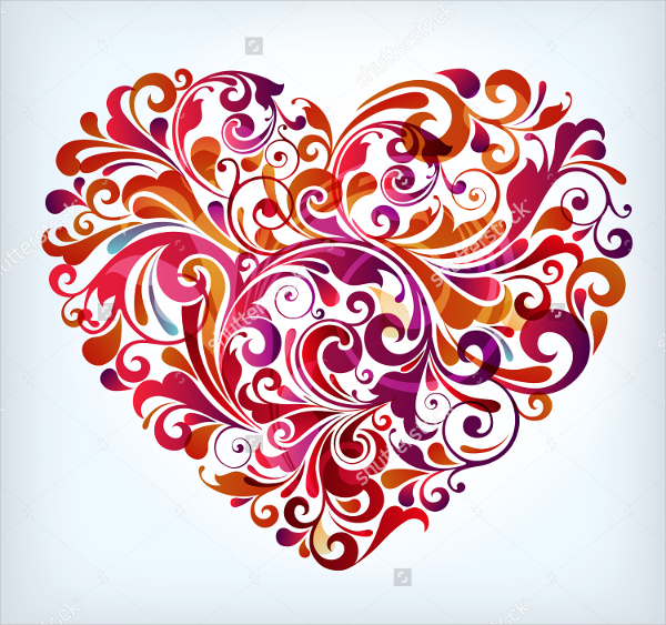 floral heart vector