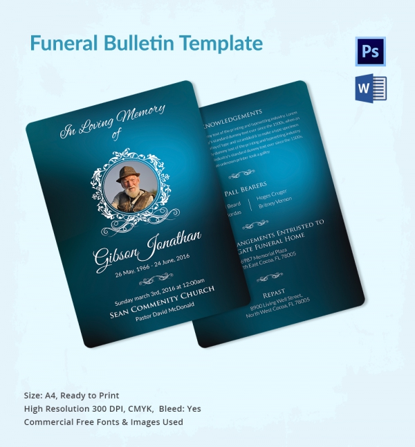 Funeral Bulletin Template 5+ Word, PSD Format Download
