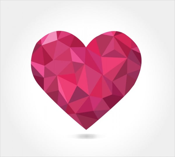 low poly heart vector