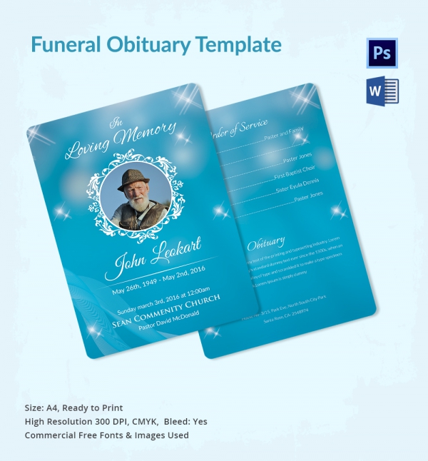 Funeral Obituary Template 25+ Free Word, Excel, PDF, PSD Format Download!