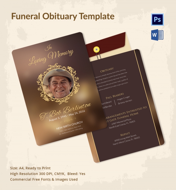 Funeral Obituary Template 25 Free Word Excel PDF PSD Format Download 
