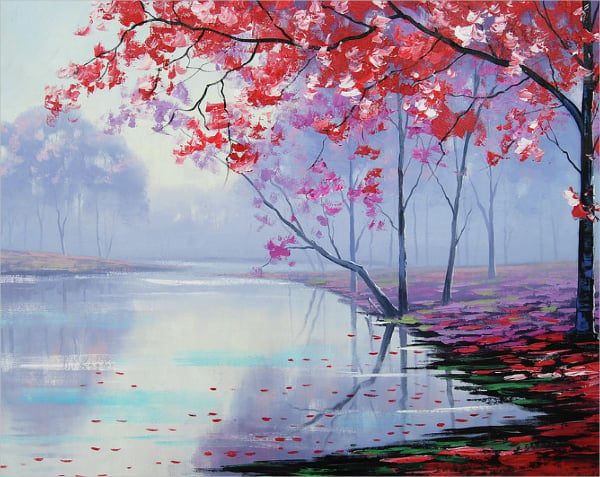 pink trees painting