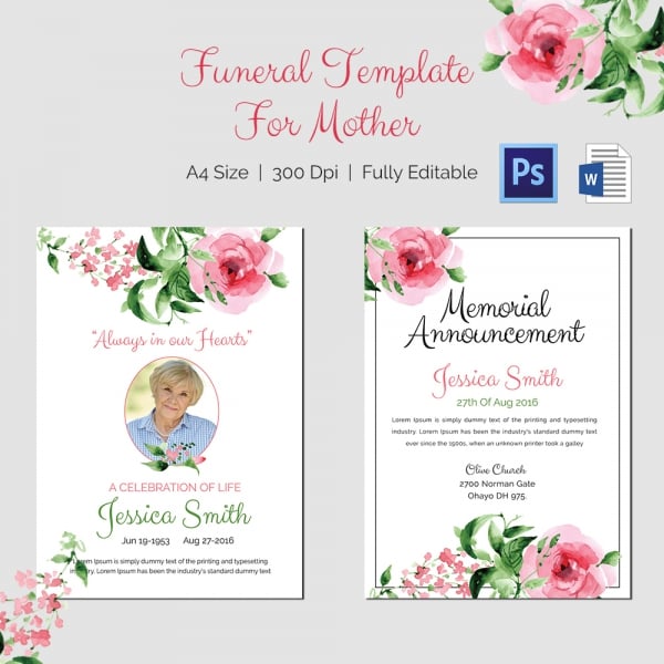 Announcement of Mother Funeral Template