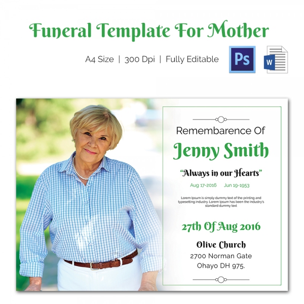 premium funeral template for mother