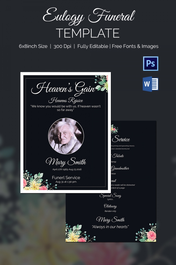 Eulogy Funeral Template 12+ Word, PSD Format Download