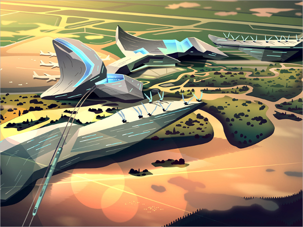 color airport illustration