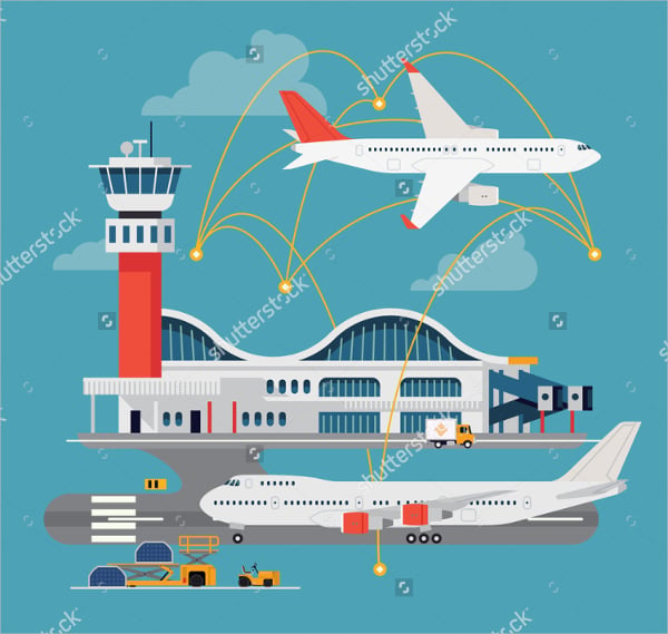 airport terminal with control tower