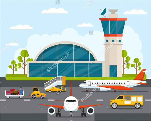 airport art with infographic elements