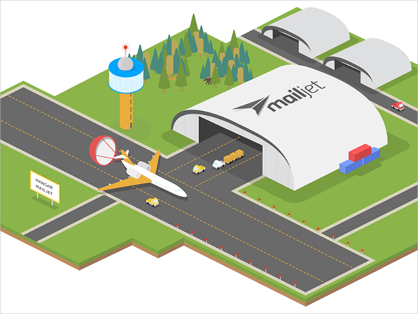 airport isometric art illustration