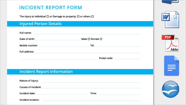 accident incident report form pdf