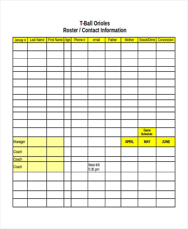 Snack Schedule Template 7+ Free Word, Excel, PDF Document Downloads