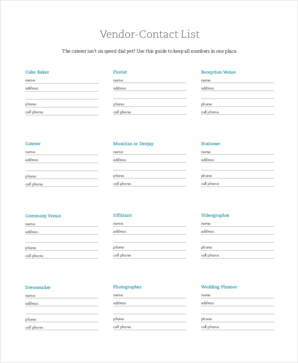 Vendor List Excel Template from images.template.net