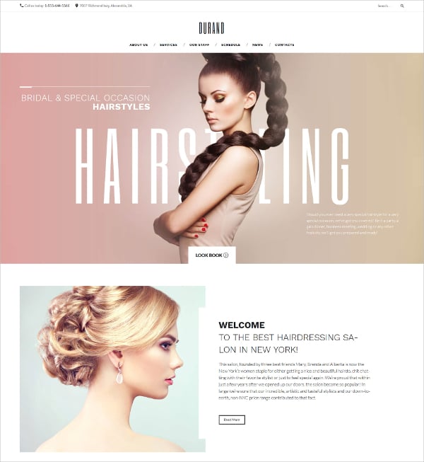 beauty hair salon wordpress theme for bridal special occasion