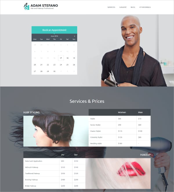 business responsive wordpress theme for hair styles makeup