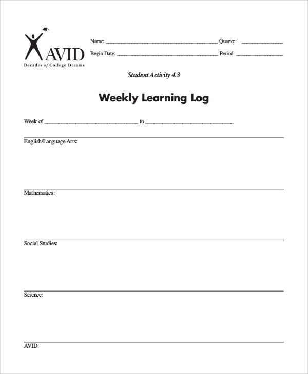 11+ Learning Log Templates in Word | Google Docs | Google Sheets ...