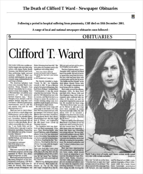 9+ Obituary Examples Download in Word, PDF, PSD