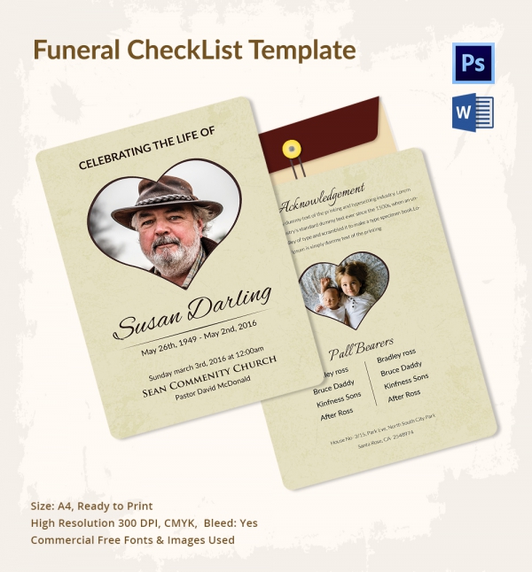 Funeral Checklist Template 6+ Word, PSD Format Download