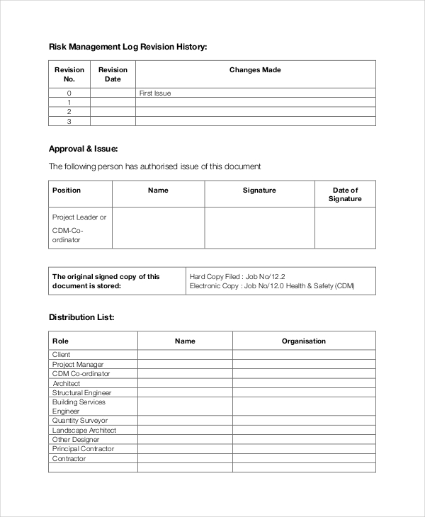 Risk Log Templates - 7+ Free Excel, PDF Document Downloads