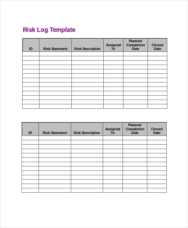 risk and issue log template