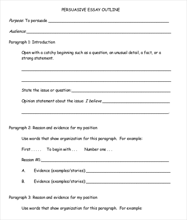 Argumentative essay outline templates