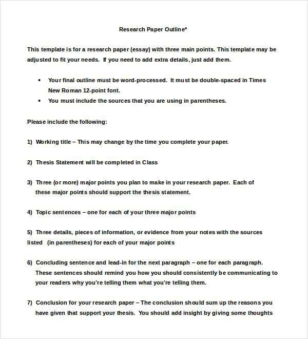 research paper outline examples