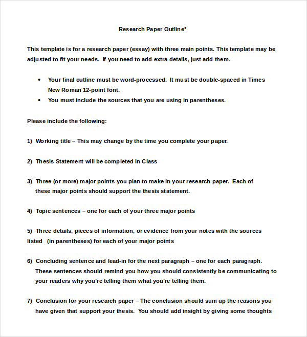 research paper outline examples