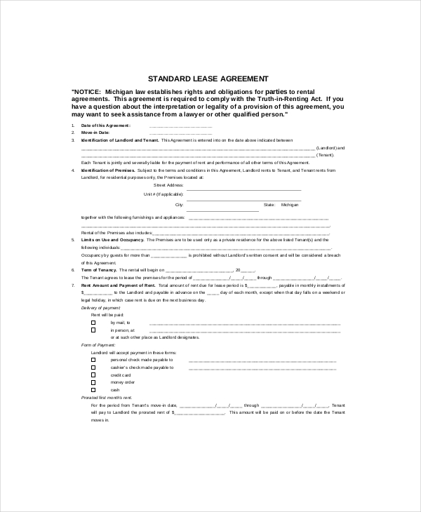 Free Lease Template - 8+ Free Word, PDF Documents Download