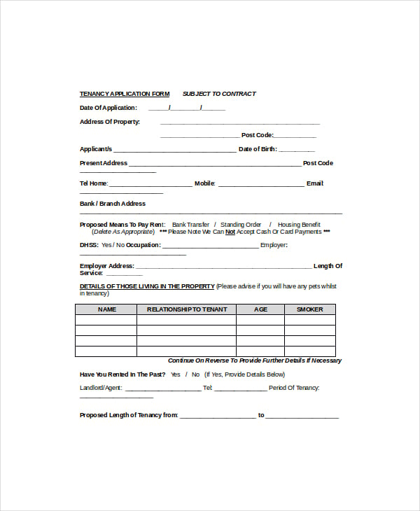 tenancy application form
