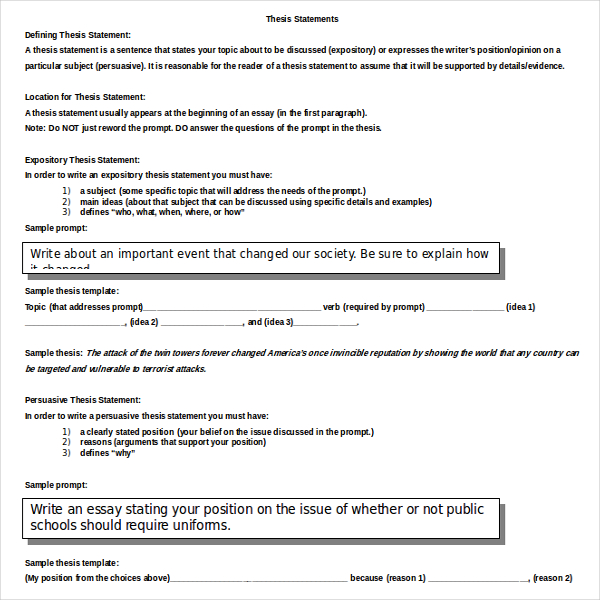 expository thesis statement examples