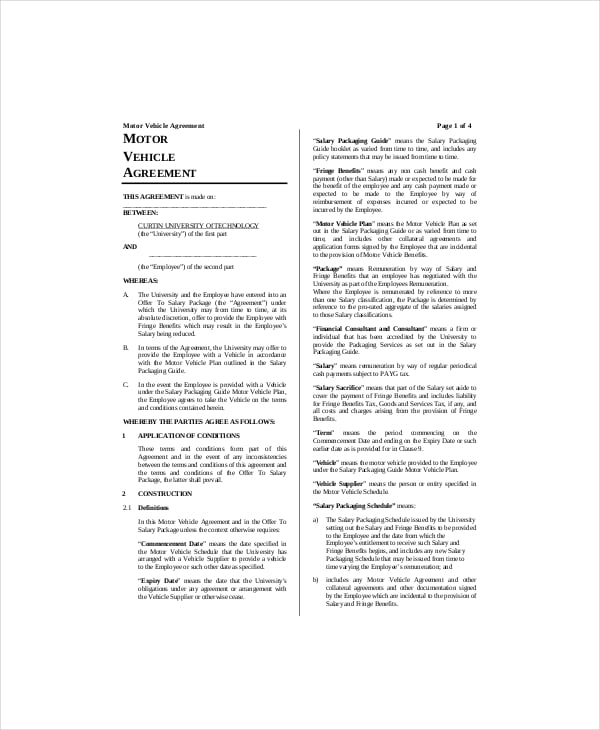 free vehicle lease agreement template