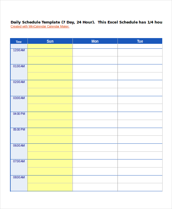 12 Excel Daily Calendar Template Excel Templates - Vrogue