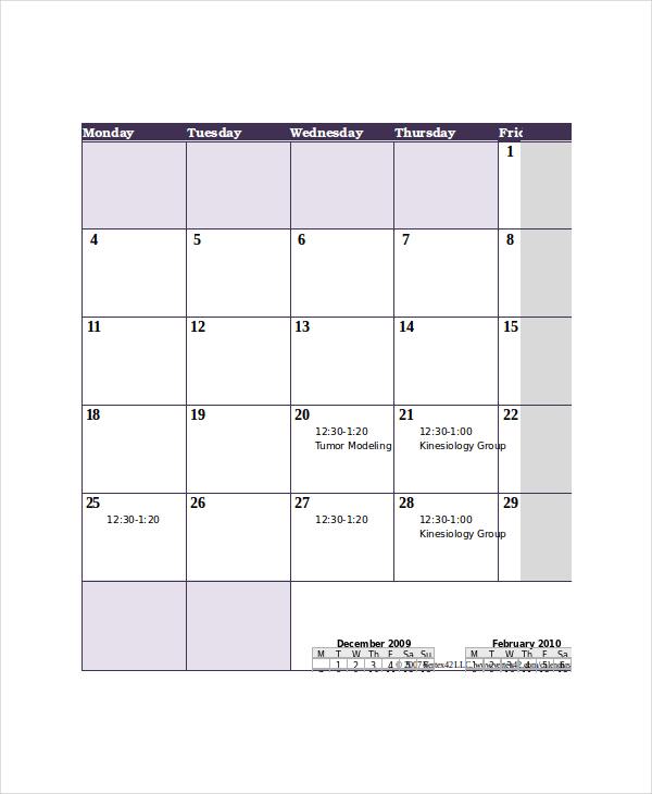 Excel Calendar Template 7 Free Excel Documents Download Free