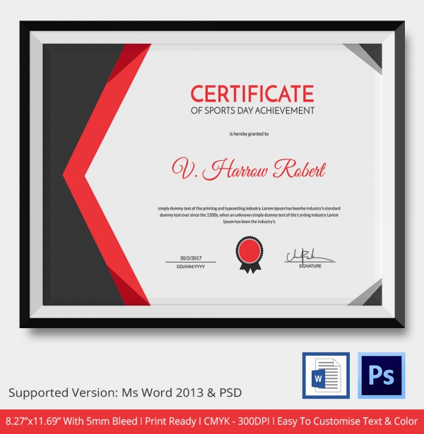 Microsoft Word Sports Certificate Templates - directorbad