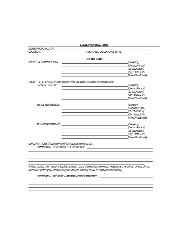 lease proposal form