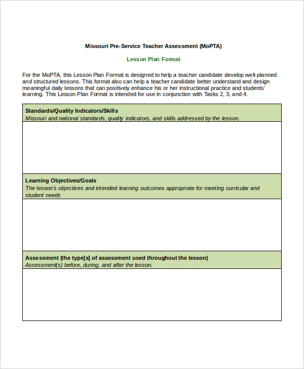 lesson plan format template