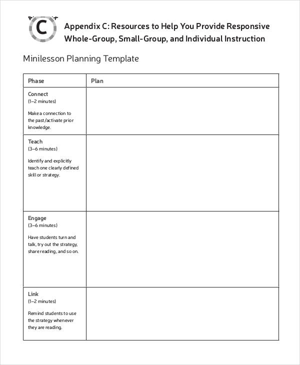 mini lesson plan template