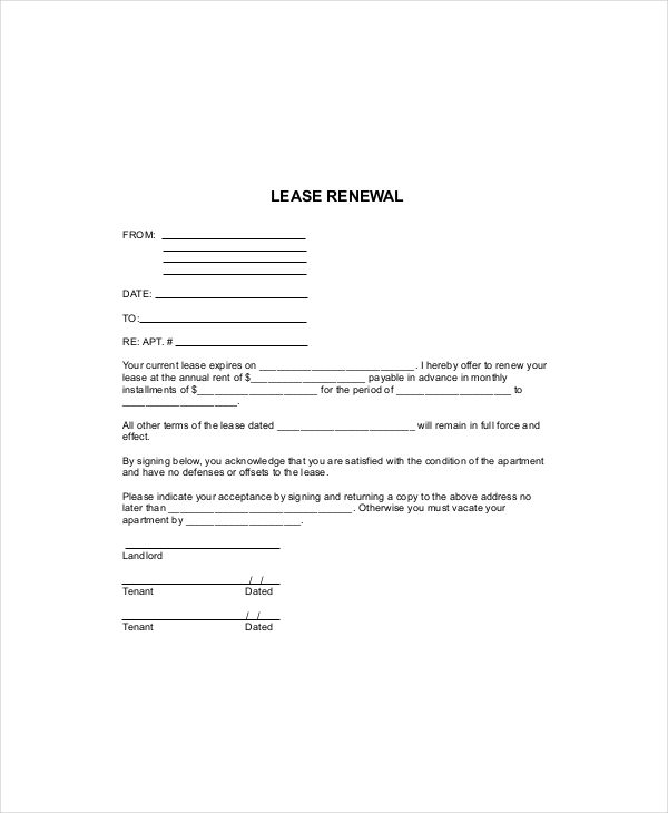 8 Lease Renewal Templates Free Sample Example Format Free Premium Templates