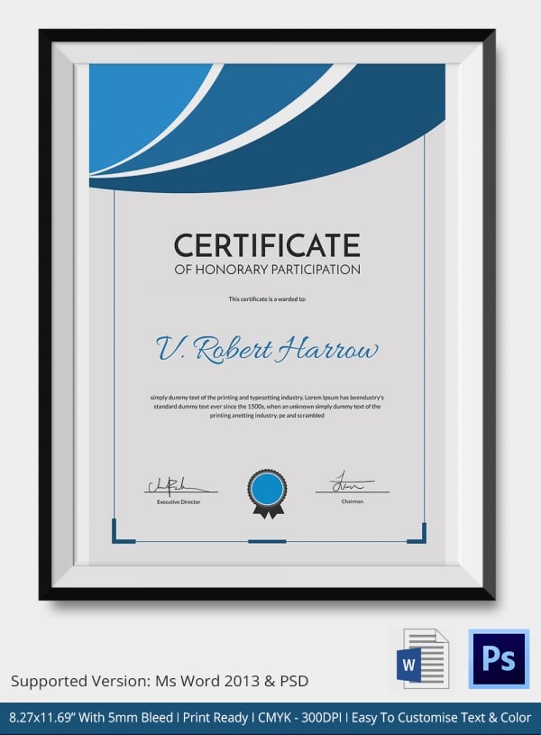 Certificate of Honorary Template - 5+ Word, PSD Format ...