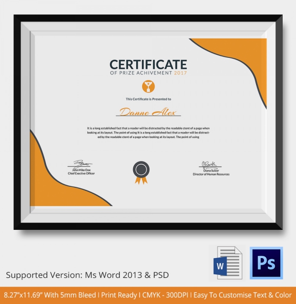 Cash Prize Certificate Template