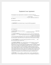 Equipment Lease Agreement