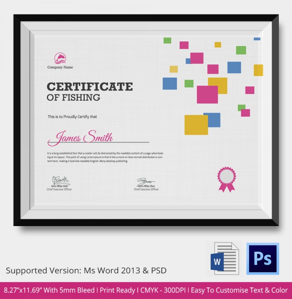 Fishing Certificate 5+ Word, PSD Format Download Free & Premium