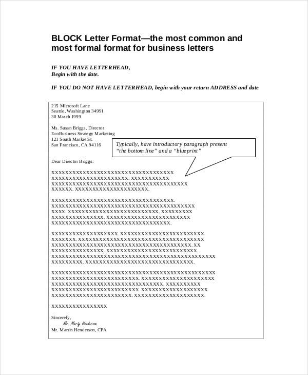 formal block letter format
