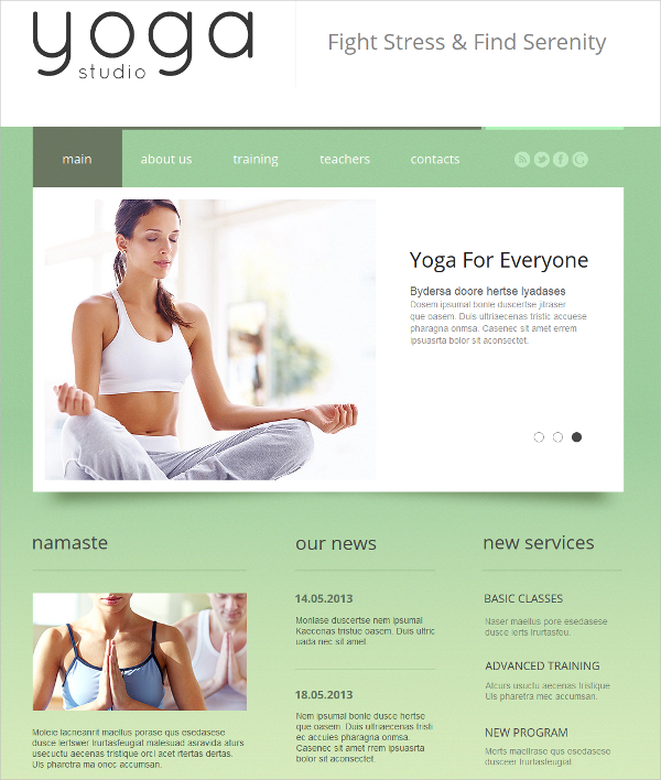 html5 yoga website template