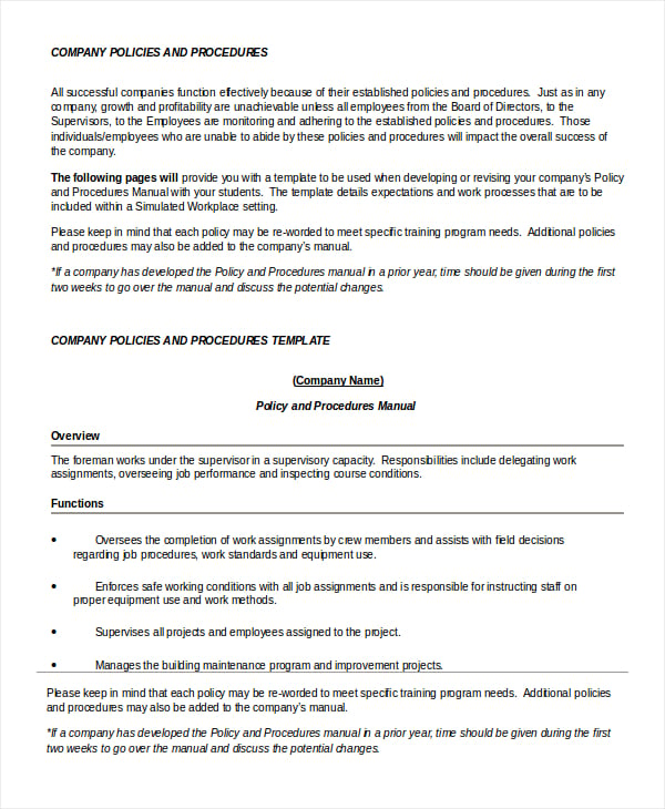 Policy Template 7 Free Word PDF Documents Download Free Premium 
