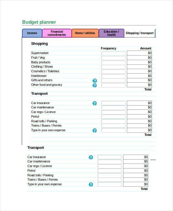 budget planner pdf