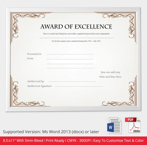 Certificate Template - 50+ Free Printable Word, Excel, PDF ...