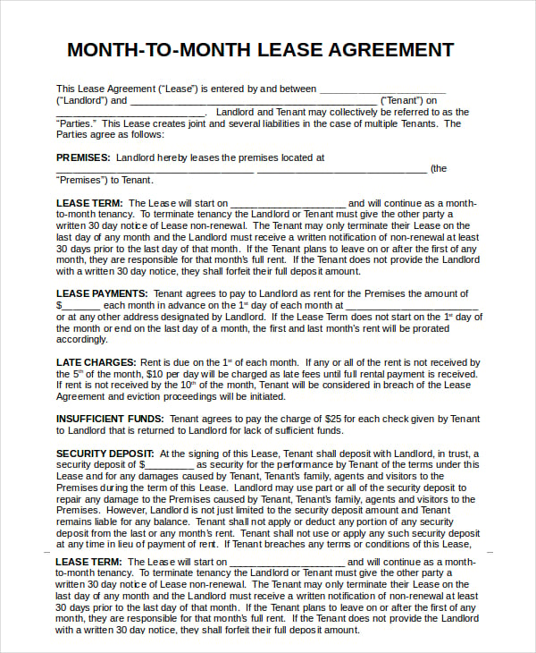printable rental agreement 7 free word pdf documents