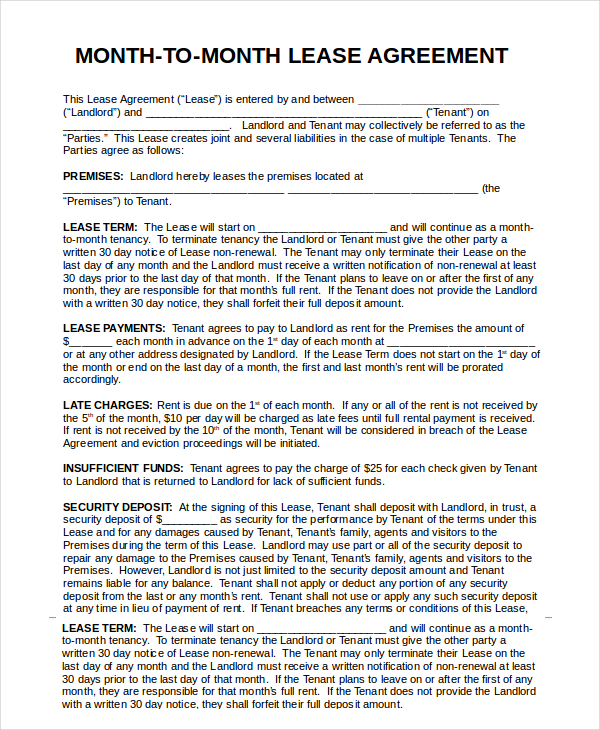 printable rental agreement 7 free word pdf documents download