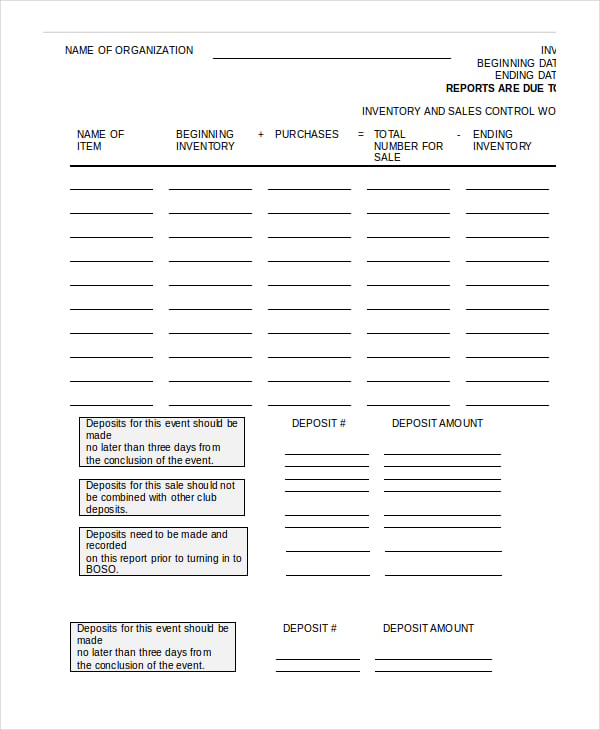 inventory sheet template